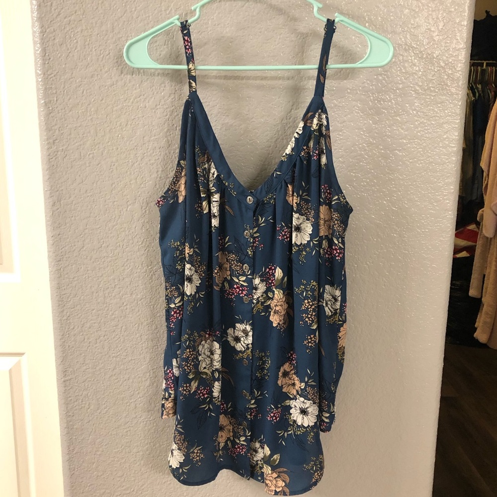 Torrid 1X Blue Floral Button Front Swing Cami